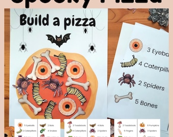 Build A Pizza Activity, Halloween Counting Game, Preschool Math, Sorting Activity, Homeschool Printable