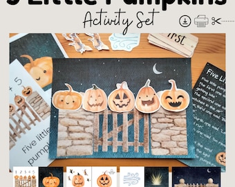 Five Little Pumpkins Activity Set, Halloween Song Rhyme (Printable)