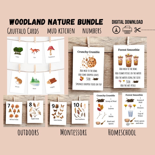Fall Nature Classroom, Printable Mud Kitchen Recipe Cards, Montessori Materials, Outdoor Play, Nature Play, Forest School, Homeschool