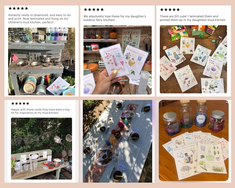 Fiches de recettes imprimables pour la cuisine de boue, kit de potions magiques, matériel Montessori, jeux de plein air, jeux en pleine nature, école en forêt, instruction à domicile image 2