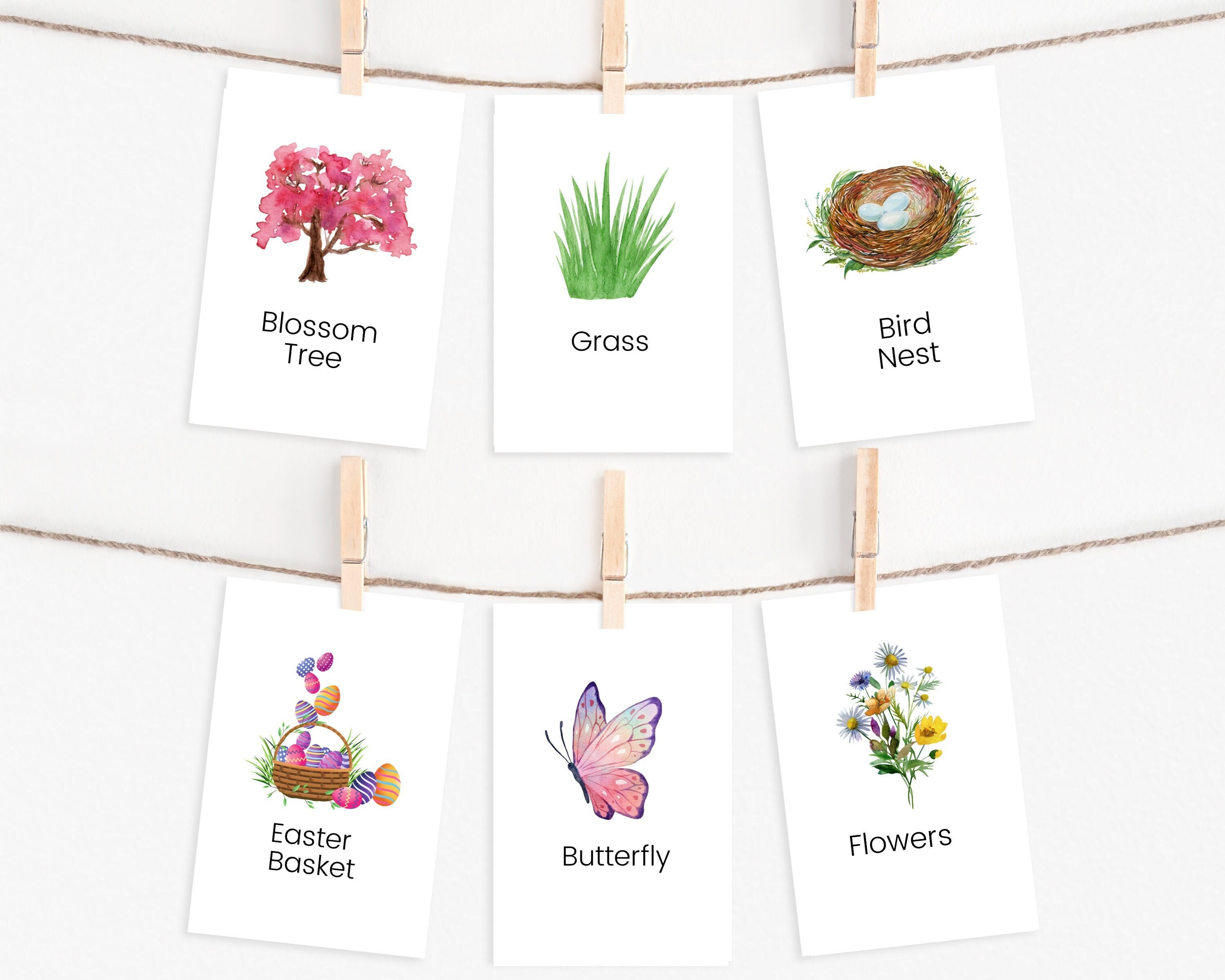 32 Spring Flashcards, Seasons, Flowers, INSTANT DOWNLOAD, Nature Cards, Montessori Materials, Homeschool Activities, Preschool Flashcards