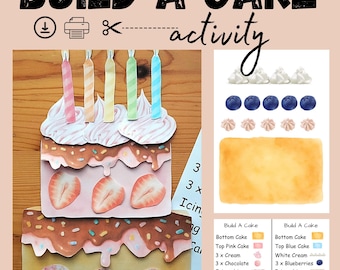 Build A Cake Paper Craft Activity, Montessori Printable (Digital Download)