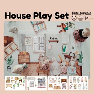 Haus Spielset, Hauswortschatz, DIY Papiermodell, Papierpuppenhaus, Papiertiere Montessori, Prek, Homeschool Printable, Rollenspiel