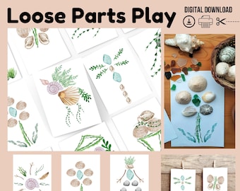 Beach Nature Loose Parts Play Printable Cards (Digital Download)
