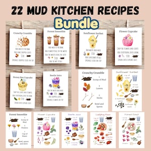 Printable Mud Kitchen Recipe Cards, Montessori Outdoor Play (Digital Download)