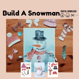 Bauen Sie einen Schneemann Aktivität, Schneemann Papiermodell, DIY Schneemann, Winterkleidung, Pretend Play, Montessori, Prek, Homeschool Printable