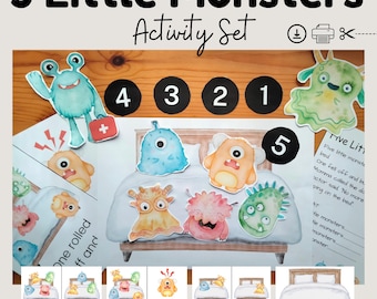 Five Little Monsters Activity Set, Halloween Song Rhyme (PDF)