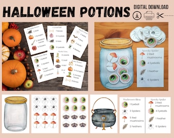 Halloween Potions Dramatic Play, Kids Pretend Play, Halloween Potions Game, Counting Activity, Preschool Centers, Homeschool, Montessori
