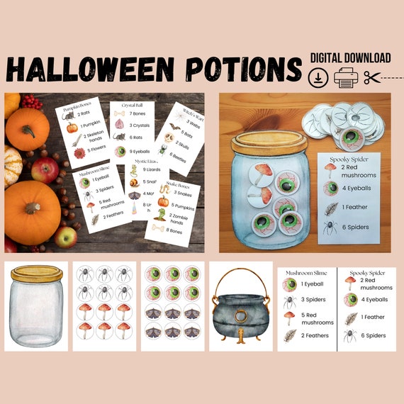 Halloween Potions Dramatic Play, Kids Pretend Play, Halloween Potions Game, Counting Activity, Preschool Centers, Homeschool, Montessori