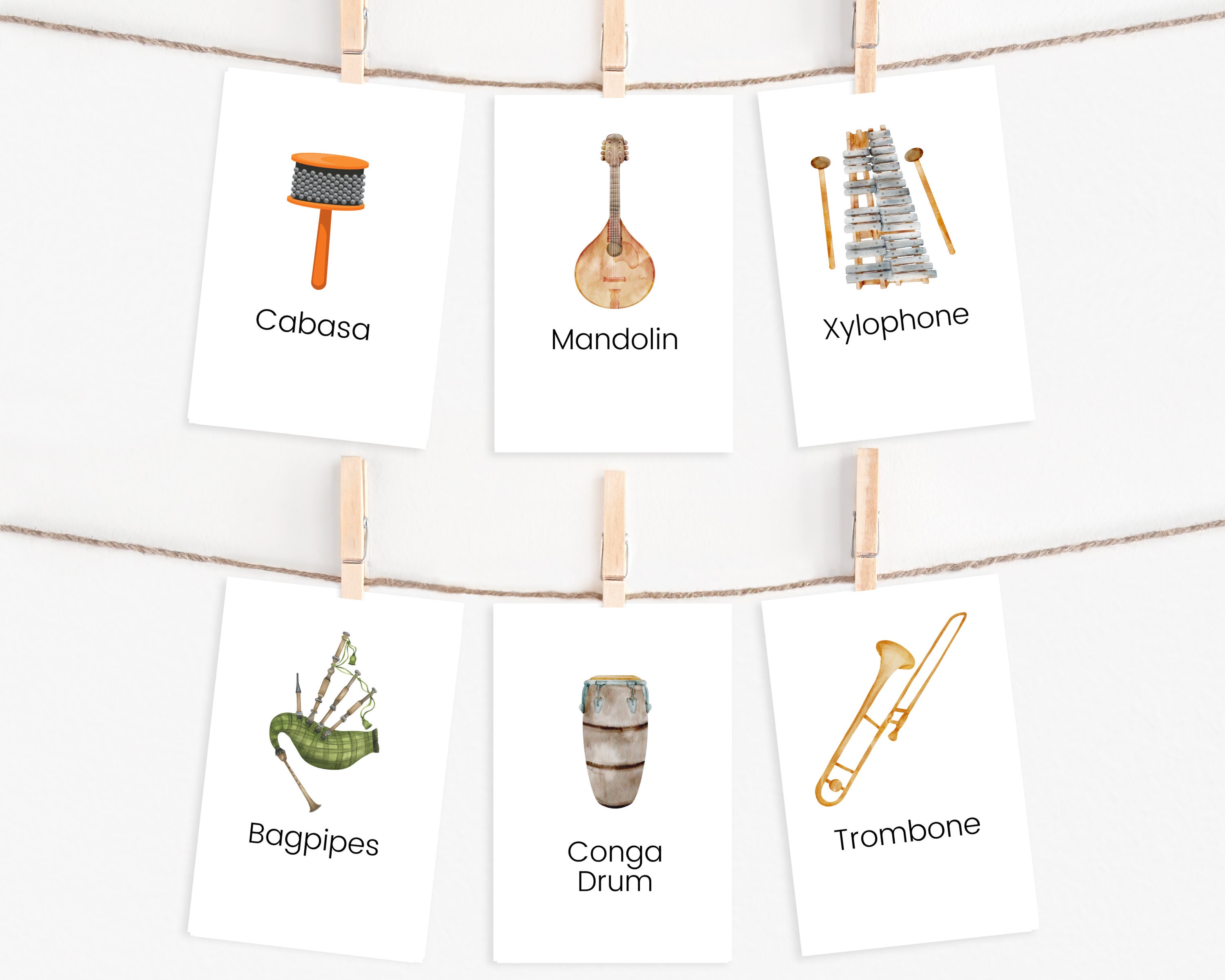 Musical Instruments Flashcards, Montessori Homeschool Printable (PDF ...