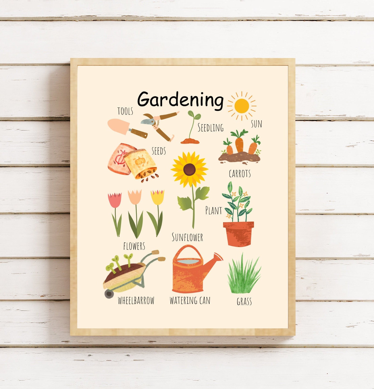 Gardening Kids Poster, Nursery Garden Printable Wall Art, Nature Learning Poster, Montessori, Homeschool, Classroom Poster, Forest School