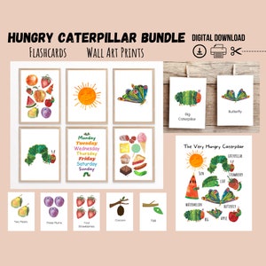 The Very Hungry Caterpillar Printable Wall Art, 28 Flashcards, Classroom Posters, Storytelling Cards, Hungry Caterpillar Classroom Decor