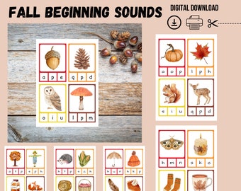 Fall Beginning Sounds Clip Cards: Autumn Phonics Activity (PDF Download)