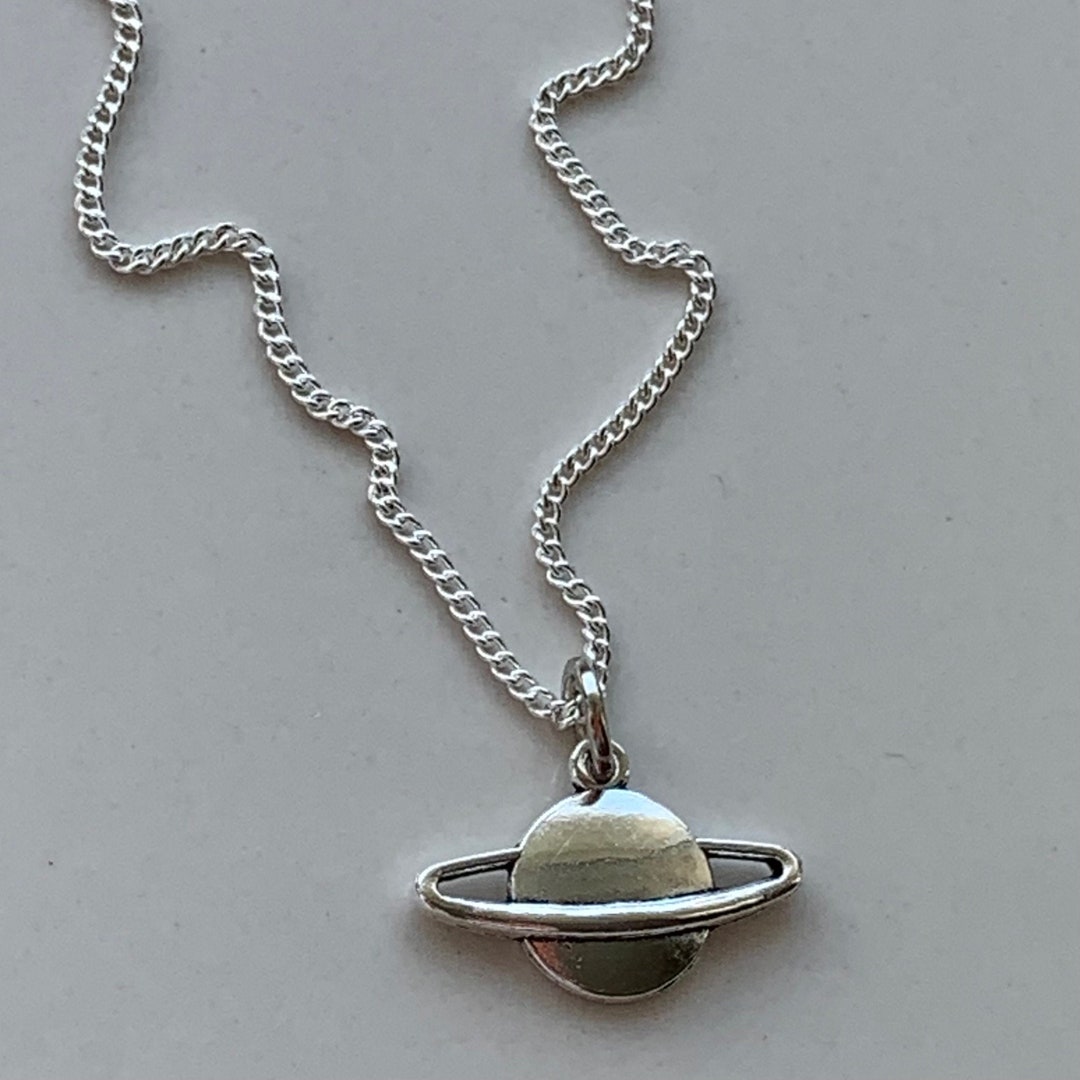 Saturn Necklace Handmade With a Silver Plated Chain Super Etsy