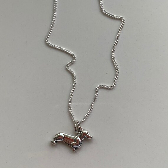 Dachshund Necklace, Christmas gift, budget friendly, handmade with silver plated chain, sausage dog