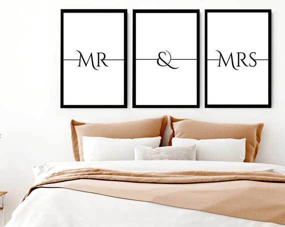 Wall art painting for master bedroom, Bedroom wall art over the bed, Couples personalised names sign, wedding anniversary gift, valentines
