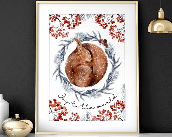 Scandinavian Cute Christmas framed wall art print present for mother in law, Holiday decor for mum o grandmother, xmas secret Santa gift