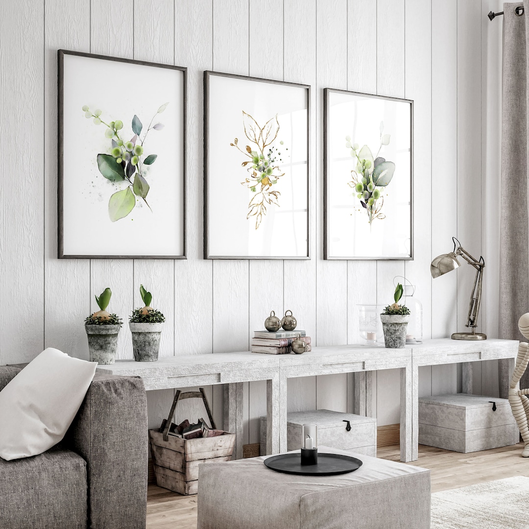 Watercolour Greenery Wall Art Set X 3 Botanical Art Prints, Wall Decor ...