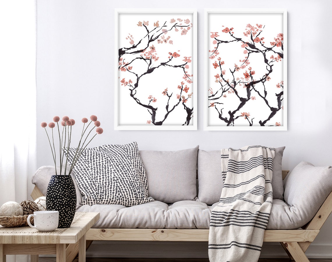 Home Decor Wall hanging Japandi Cherry Blossom Home Decor Etsy