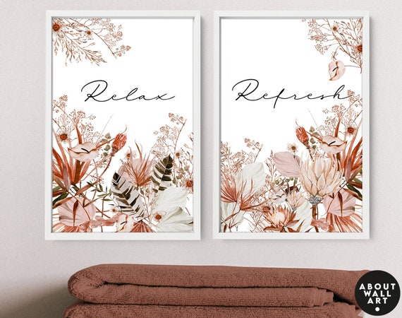 Spa Bathroom Art Botanical Bathroom Plant Print Set of 2 | Etsy