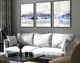 Japandi Wall Art Decor Framed 3 Piece Wall Art Set Artwork for a
