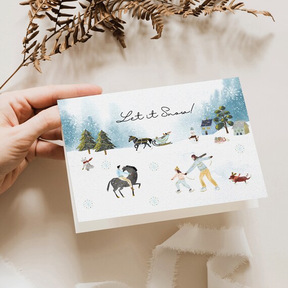 Scandinavian Christmas Village Greeting card for mother in law, for mum and grandmother, xmas secret Santa A5 Greeting cards pack