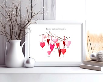 Arte murale personalizzata con cornice per albero genealogico, decorazioni per interni per il primo Natale nella nuova casa, regalo sentimentale di Natale per la mamma da parte della figlia
