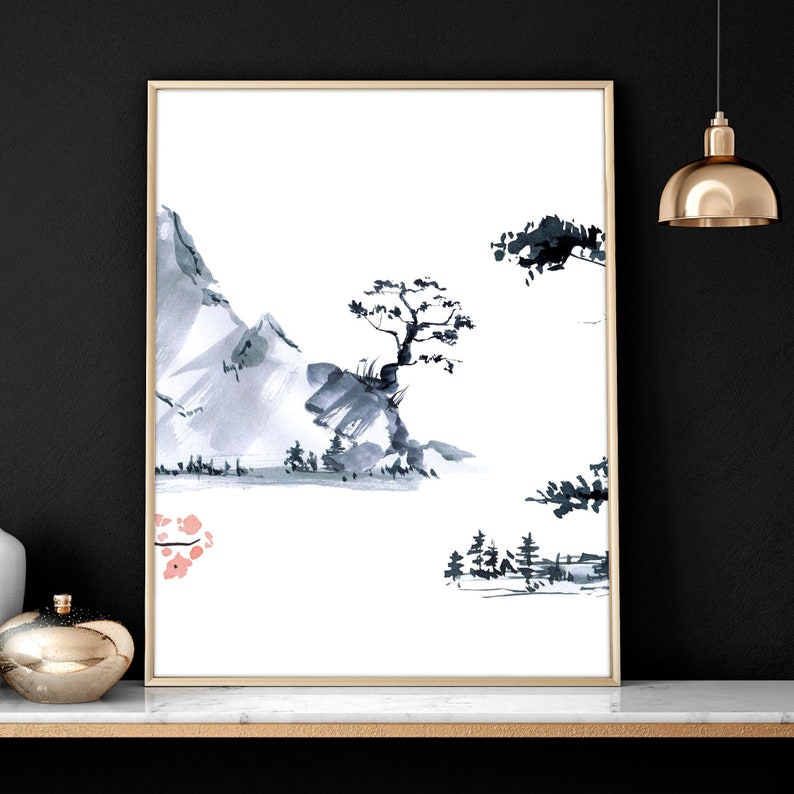 Home Decor Wall hanging, Japandi prints Cherry Blossom Home Decor Wall art, Office decor gift, Zen Garden Set of 3 Prints, Japanese art