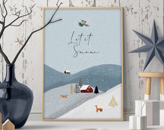Scandinavian Sentimental Christmas Landscape framed wall art print present for mother in law, for mum & grandmother, xmas secret Santa gift