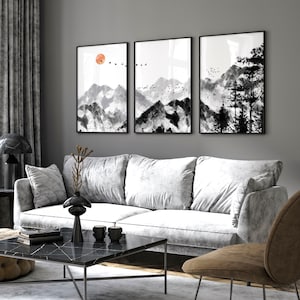 Wall Decor Living Room Japanese Decor Set of 3 Wall Art - Etsy