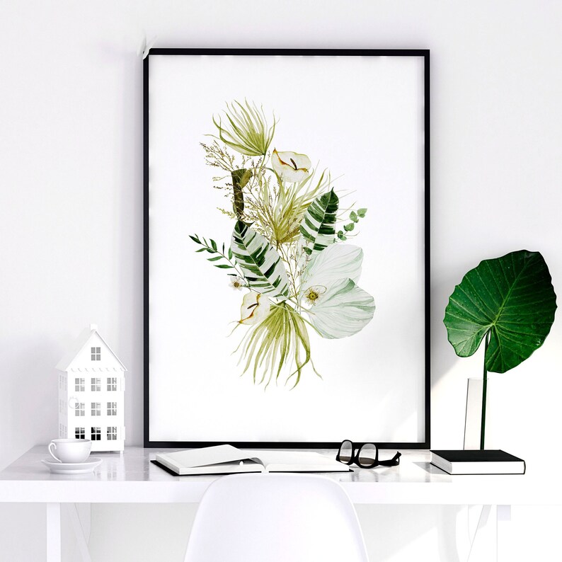 Home Decor Wall Art, Boho Botanical Set of 3 Prints, Living Room Wall ...