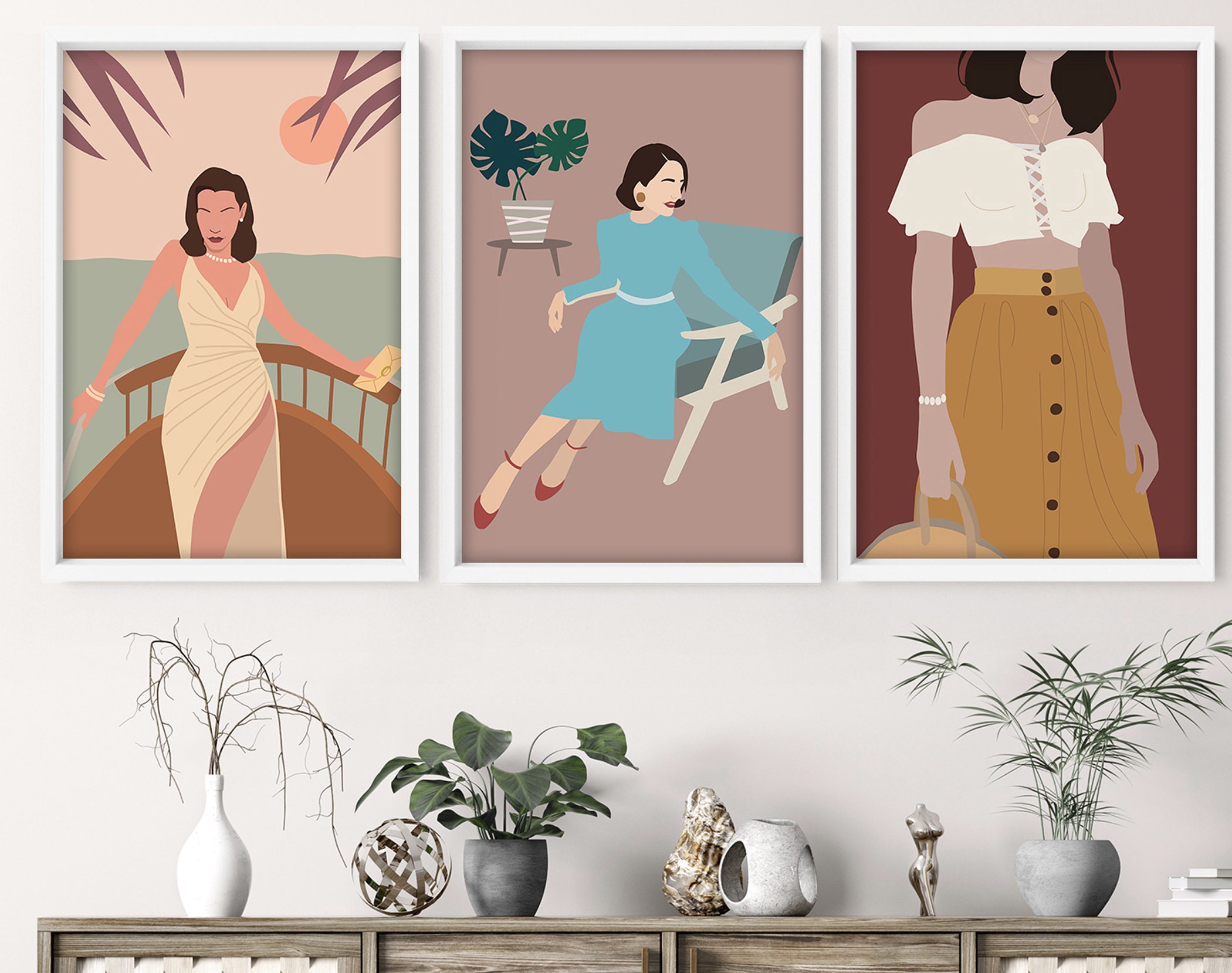 Boho Girl wall art Prints set x 3 Feminist poster Empowered Etsy