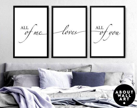 Personalised one year wedding anniversary gift for her, valentines day gift for wife 3 piece wall art  set, custom above bed decor couple