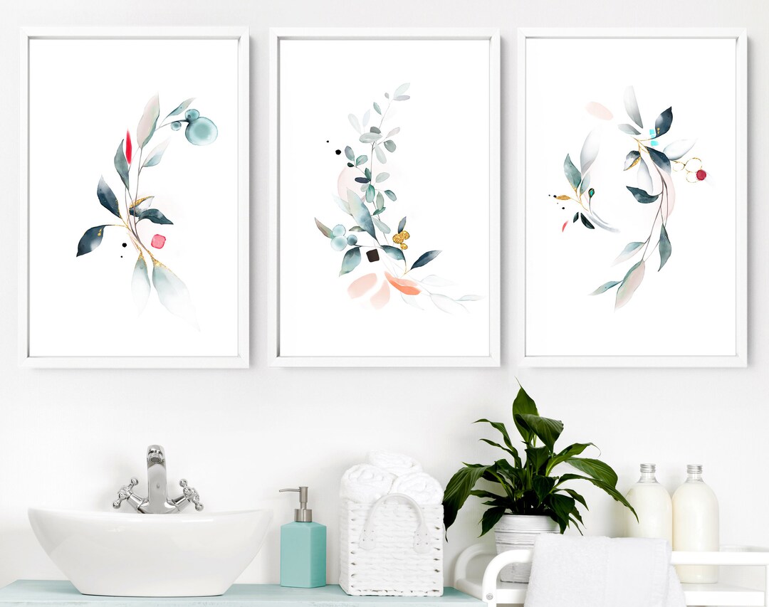 Spa Bathroom Art Botanical Bathroom Plant Print Set of 3 - Etsy