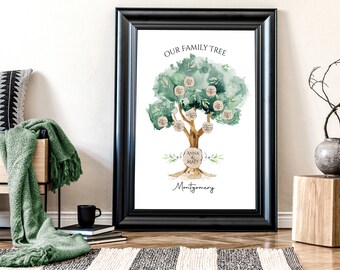 Cute gift for step mom, Personalised family tree gift for mum, Grandma Mothers Day Gift, sympathy gift for loss of mother, long distance mom