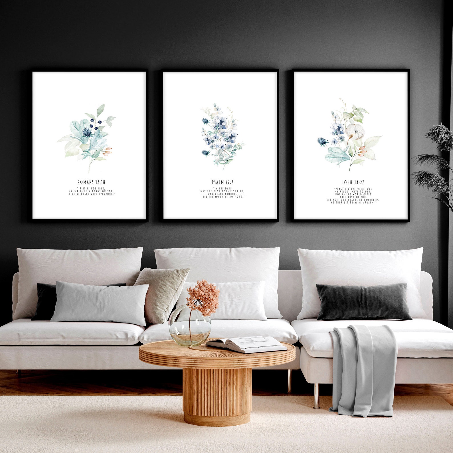 Christian Bible Scripture Wall Art Prints, Set of 3 Bible Sketches ...