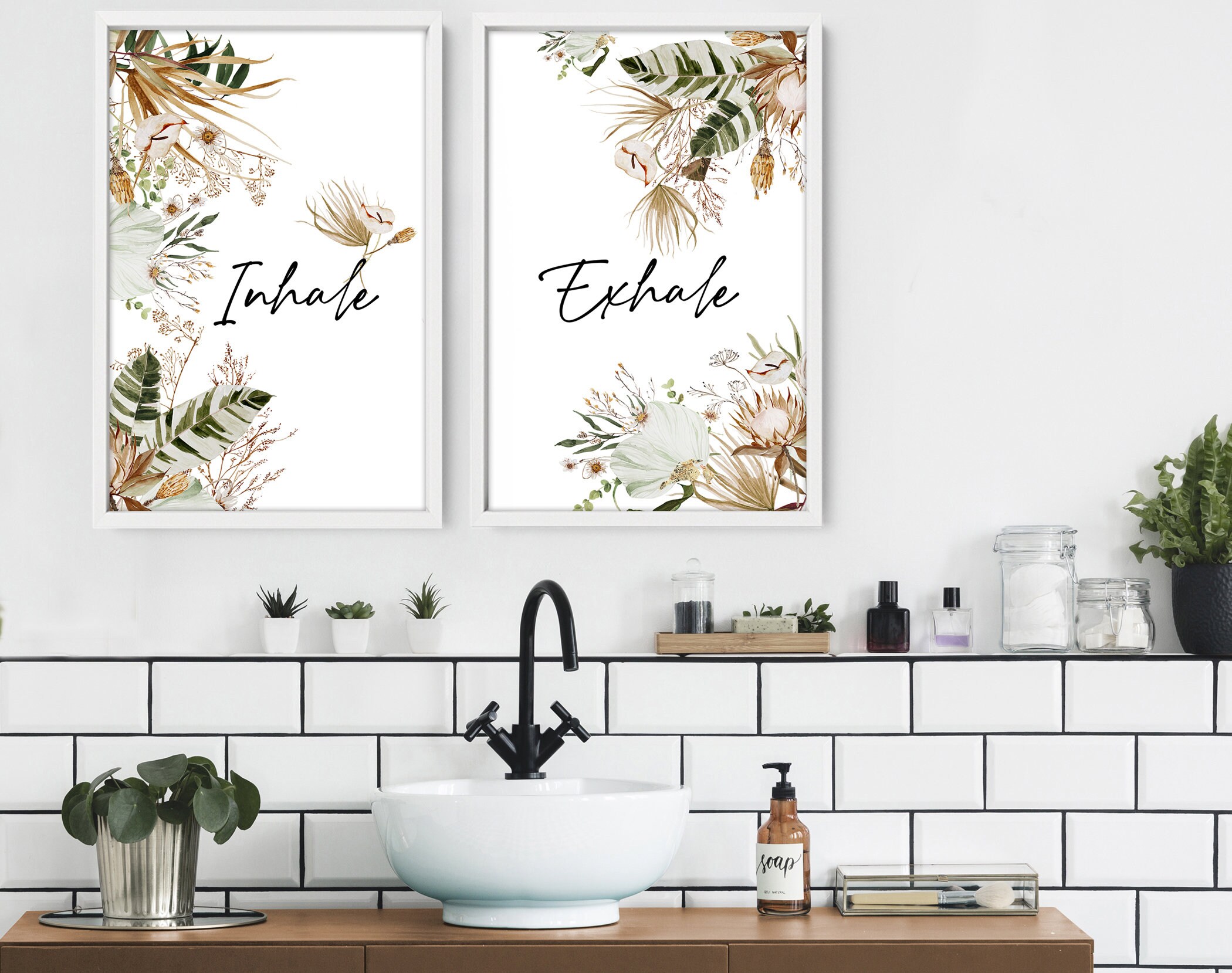 Spa Bathroom Art Botanical Bathroom Plant Print Set of 2 | Etsy