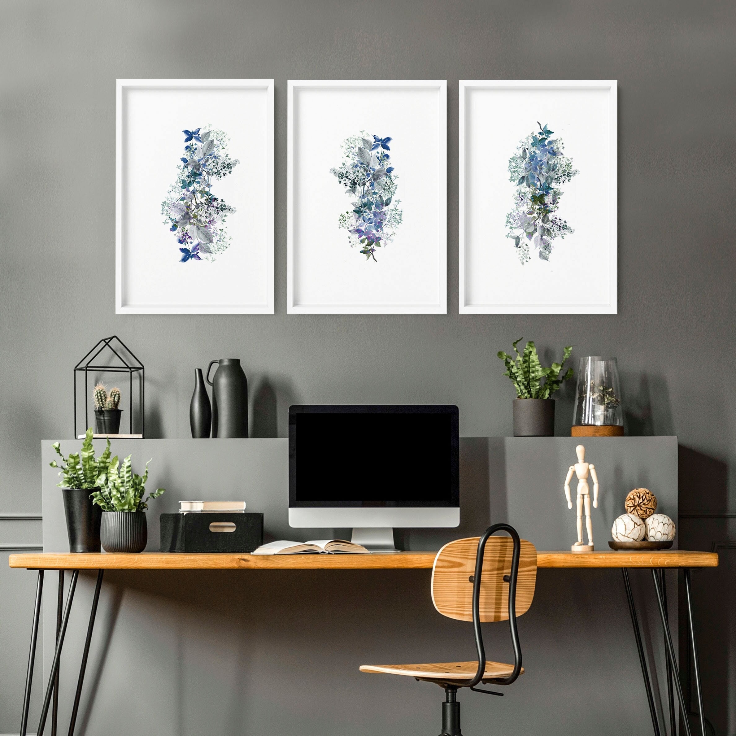 Home Office Decor for Women Framed 3 Piece Wall Art Print Set - Etsy