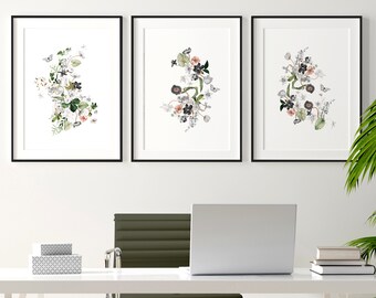 Home Office Decor for Women Framed 3 Piece Wall Art Print Set | Etsy