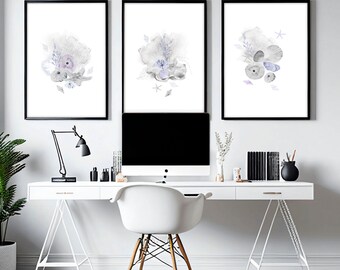Küsten Wand Kunst, Strand thematisierte Wohnkultur, Muschelkern gerahmte 3-teilige Wandkunst Drucke Set, Mediterrane Dekoration, Muschel Kunstdrucke
