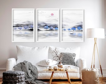 Japandi Wall Art Decor Framed 3 Piece Wall Art Set Artwork for a