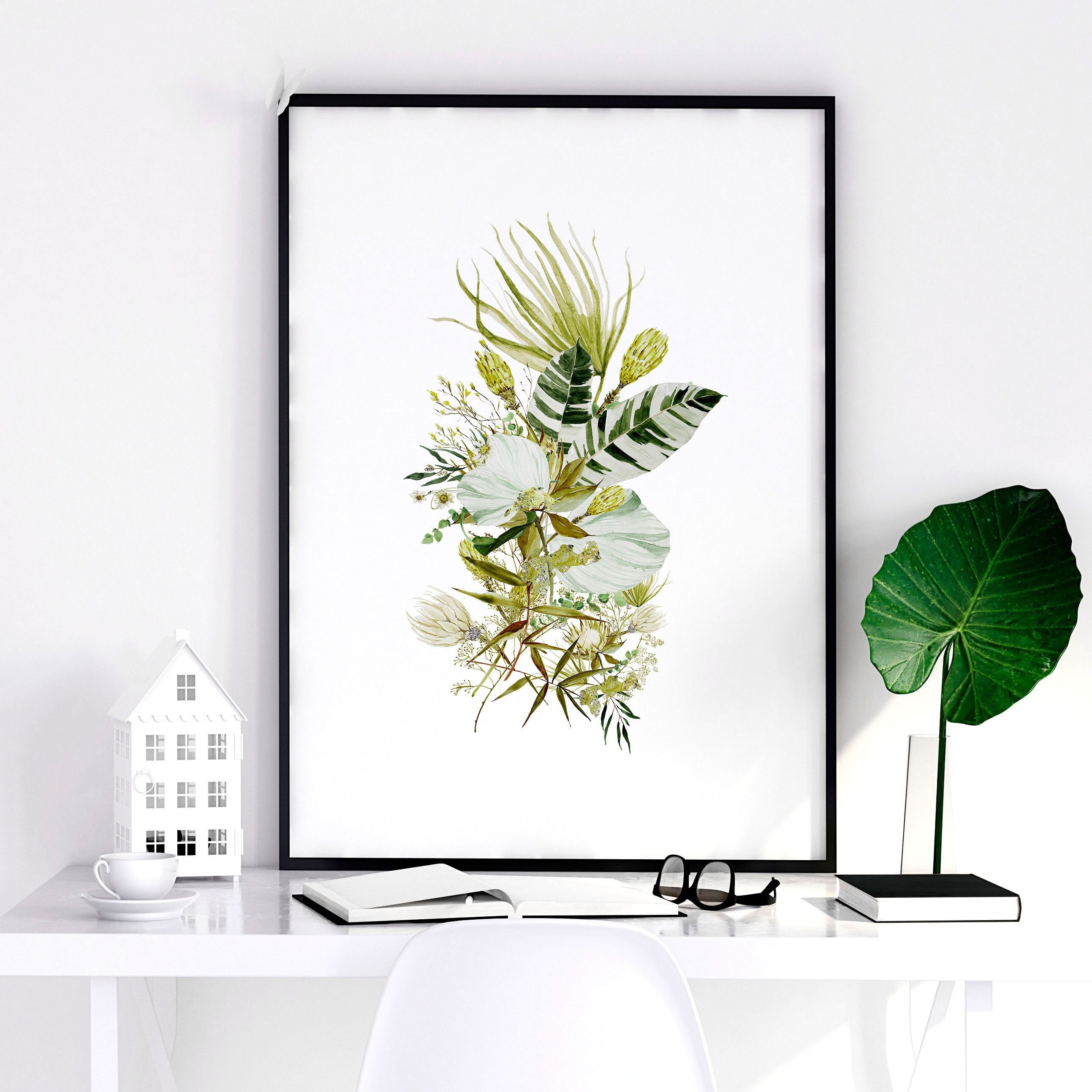 Home Decor Wall Art, Boho Botanical Set of 3 Prints, Living Room Wall ...