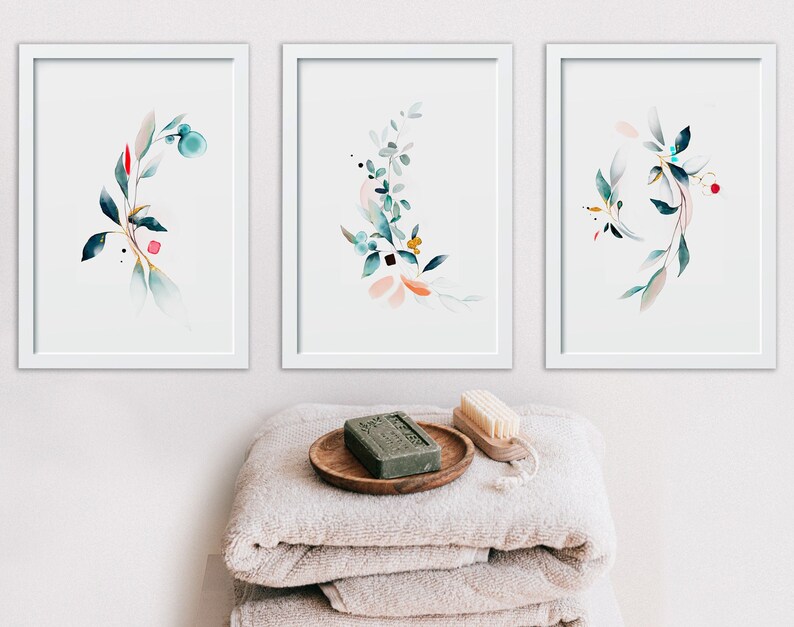 Spa Bathroom decor Bathroom wall decor Botanical bathroom Etsy