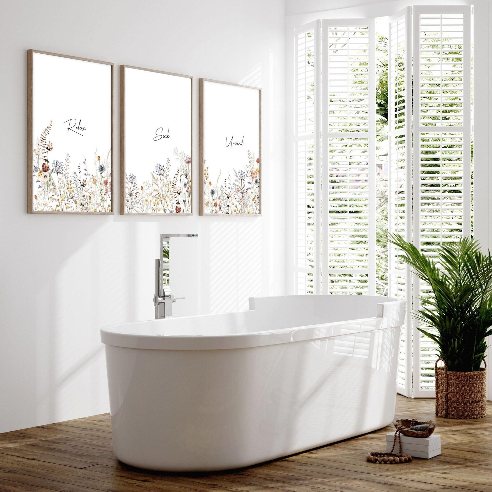 Bathroom Wall Art Decor, Framed Wall Art Set of 3 Pieces, Spa Themed