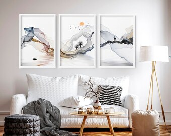 Home Decor wall hanging Set x 3 Prints for office decor or Living Room, wall decor art prints, Minimalist gallery wall