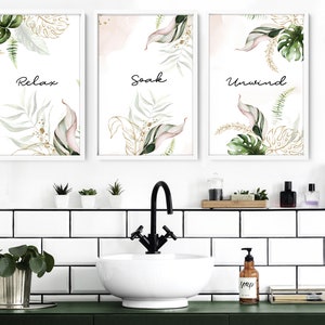 Bathroom Prints Set of 3 Bathroom Wall Decor Bathroom Wall | Etsy