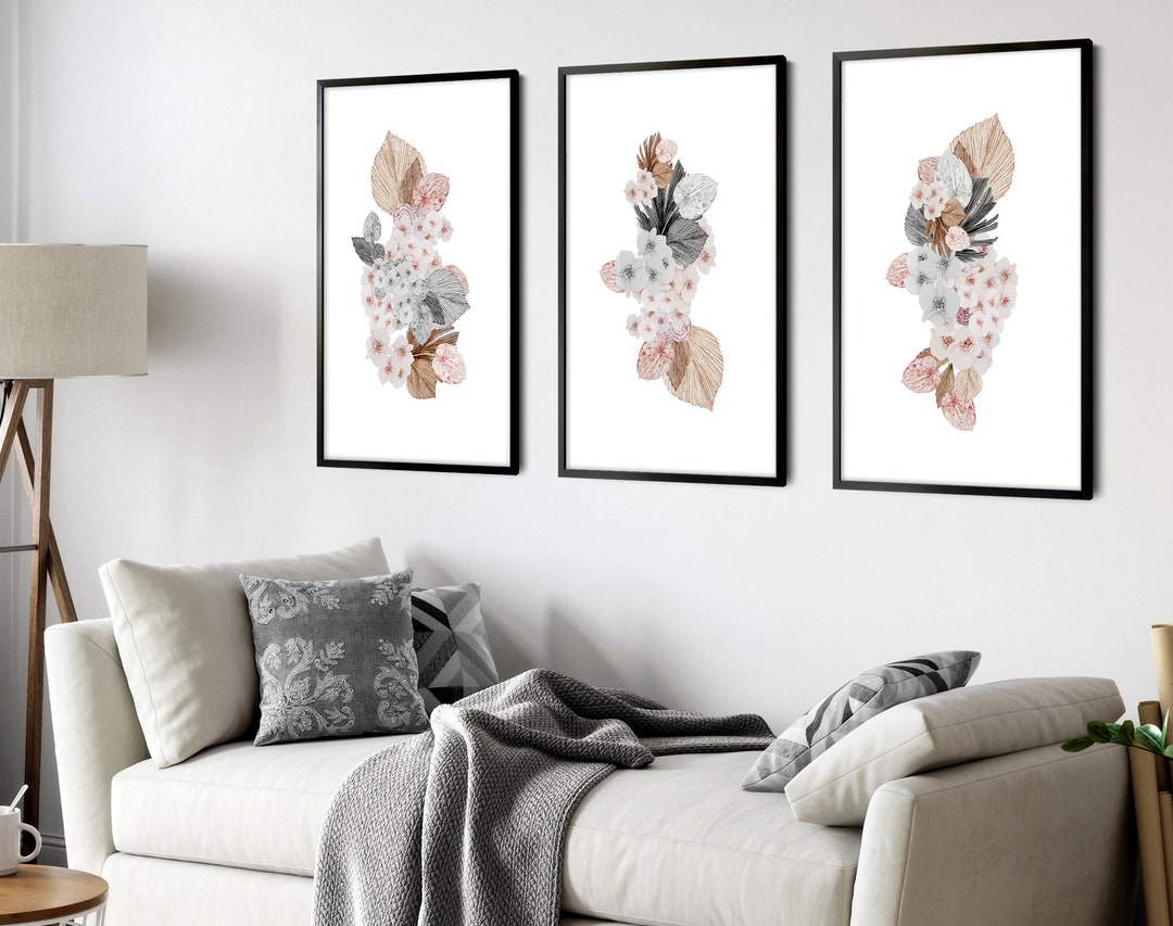 Home Decor Wall Art Botanical Floral Set of 3 Posters Etsy