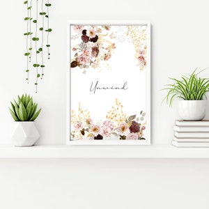 Botanical Shabby Chic 3 piece set bathroom decor wall art prints with frames