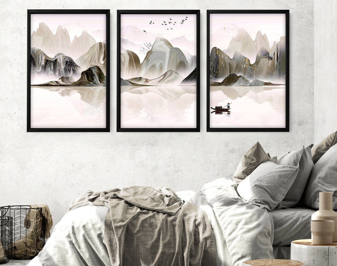Japanese Landscape Set of 3 Framed Wall Art Prints for a - Etsy UK