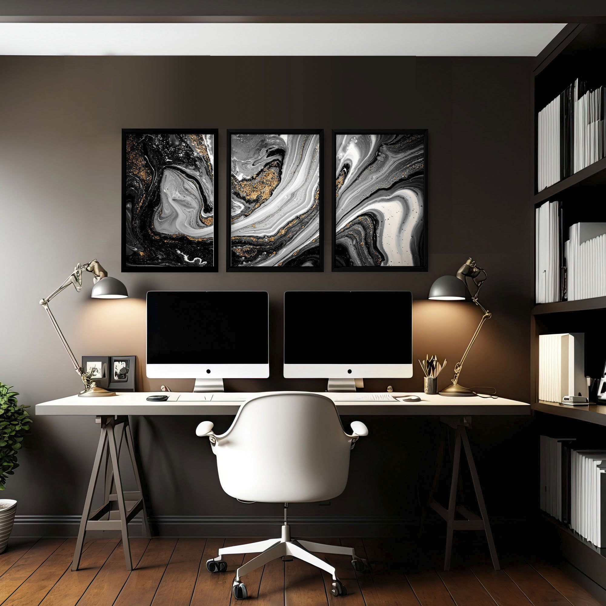 Black and Gold Masculine Office Desk Decor for Men Set X 3 Framed Wall Art Prints Abstract Marble Wall Art for Lawyer Bold Office Decor Etsy UK